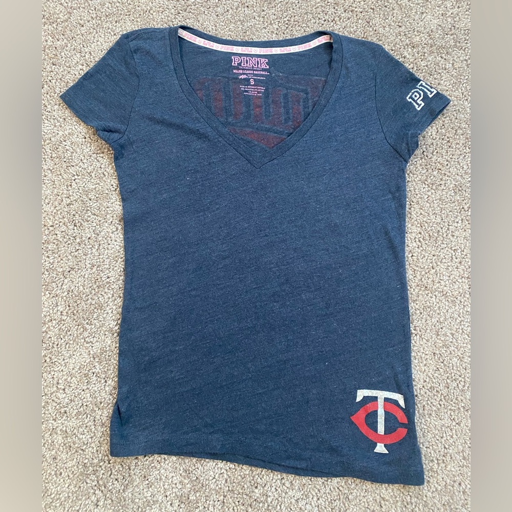 Y2K pink Victoria’s Secret Twins baseball tee shirt